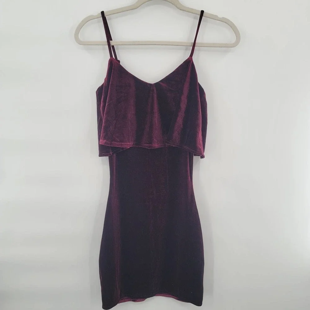 JACK by BB Dakota Velvet Flounce Mini Bodycon Dress Size XS NEW - Picture 7 of 9
